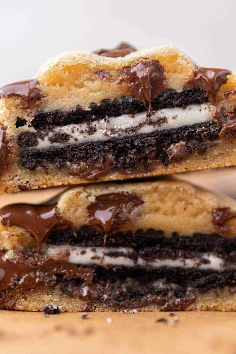 Bake Easy Oreo Stuffed Chocolate Chip Cookies with 2 Ingredients